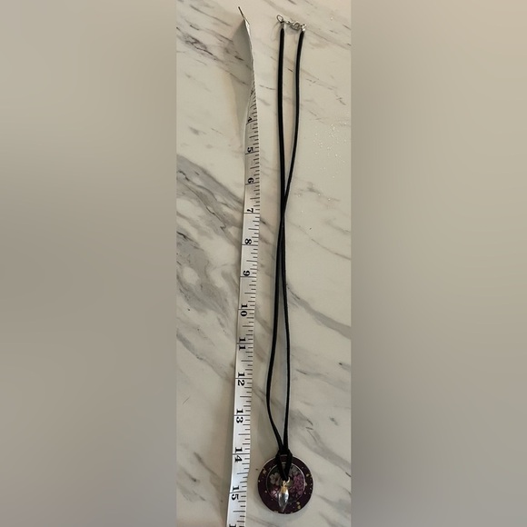 Handcrafted Pendant Necklace with Black Faux suede Cord - Picture 4 of 4